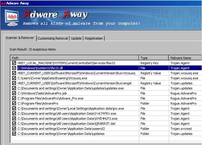 Scan result for trojan fio32.dll