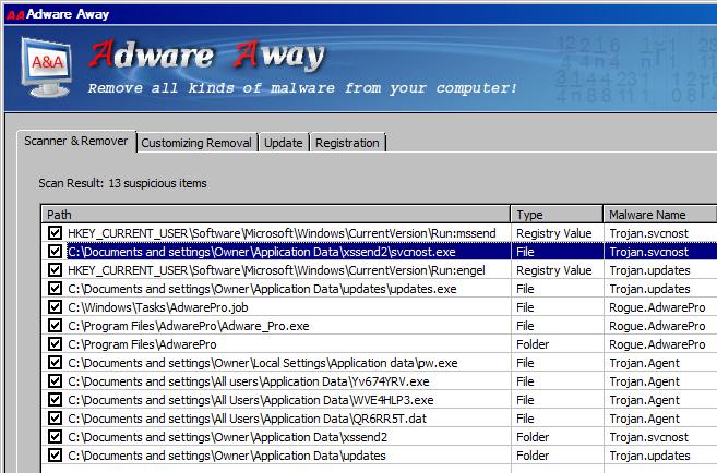 Scan result for qsearch hijacker